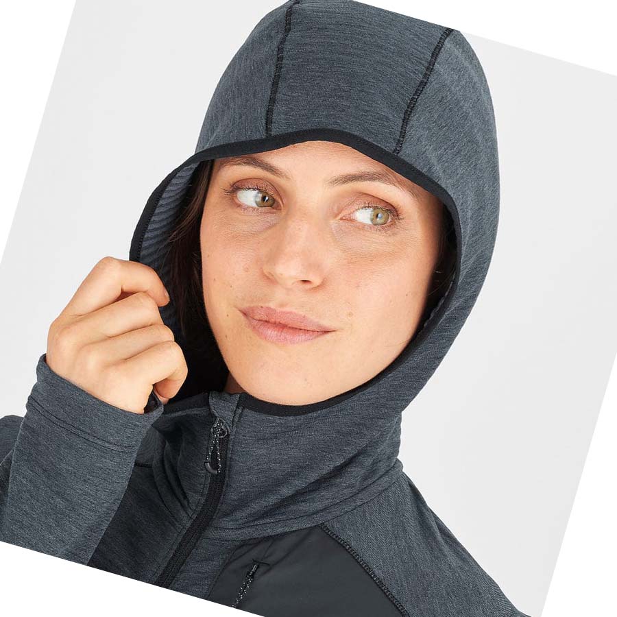 Salomon ESSENTIAL LIGHTWARM HOODED Kadın Kapüşonlu Sweatshirt Siyah | TR 2507PJJ